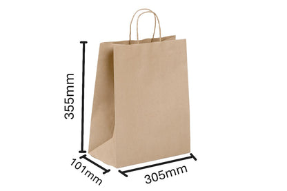 Brown Takeaway Bag with Twisted Handle - 305mm x 101mm x 355mm
