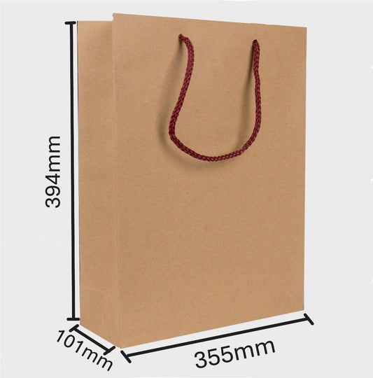 Brown Takeaway Bag with String Handle - 355mm x 101mm x 394mm