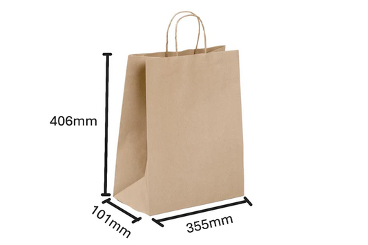 Brown Takeaway Bags with Twisted Handle- 355mm x 101mm x 406mm